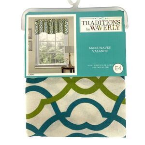 Traditions by Waverly Make Waves Window Valance Capri Blue Green 52x16